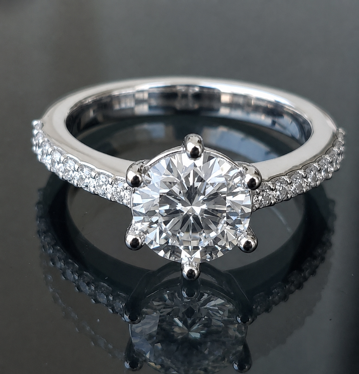 2 Carat Certified Moissanite Ring in 925 Sterling Silver – 8mm Round Cut | GRA Certified | Lifetime Warranty