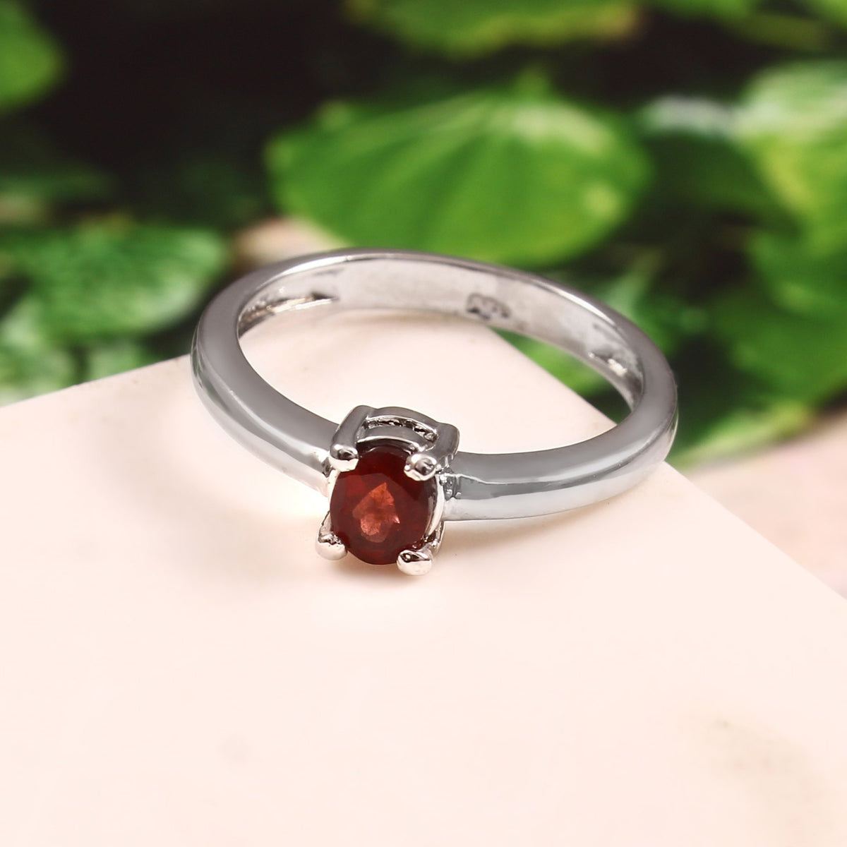 Garnet tamrra yaqoot genuine Gemstone chandi ring