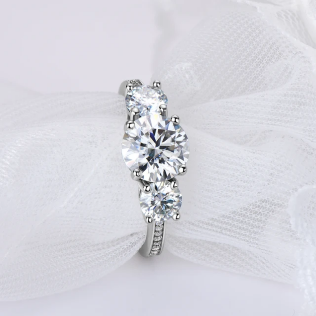Three Stone Oval Moissanite Ring