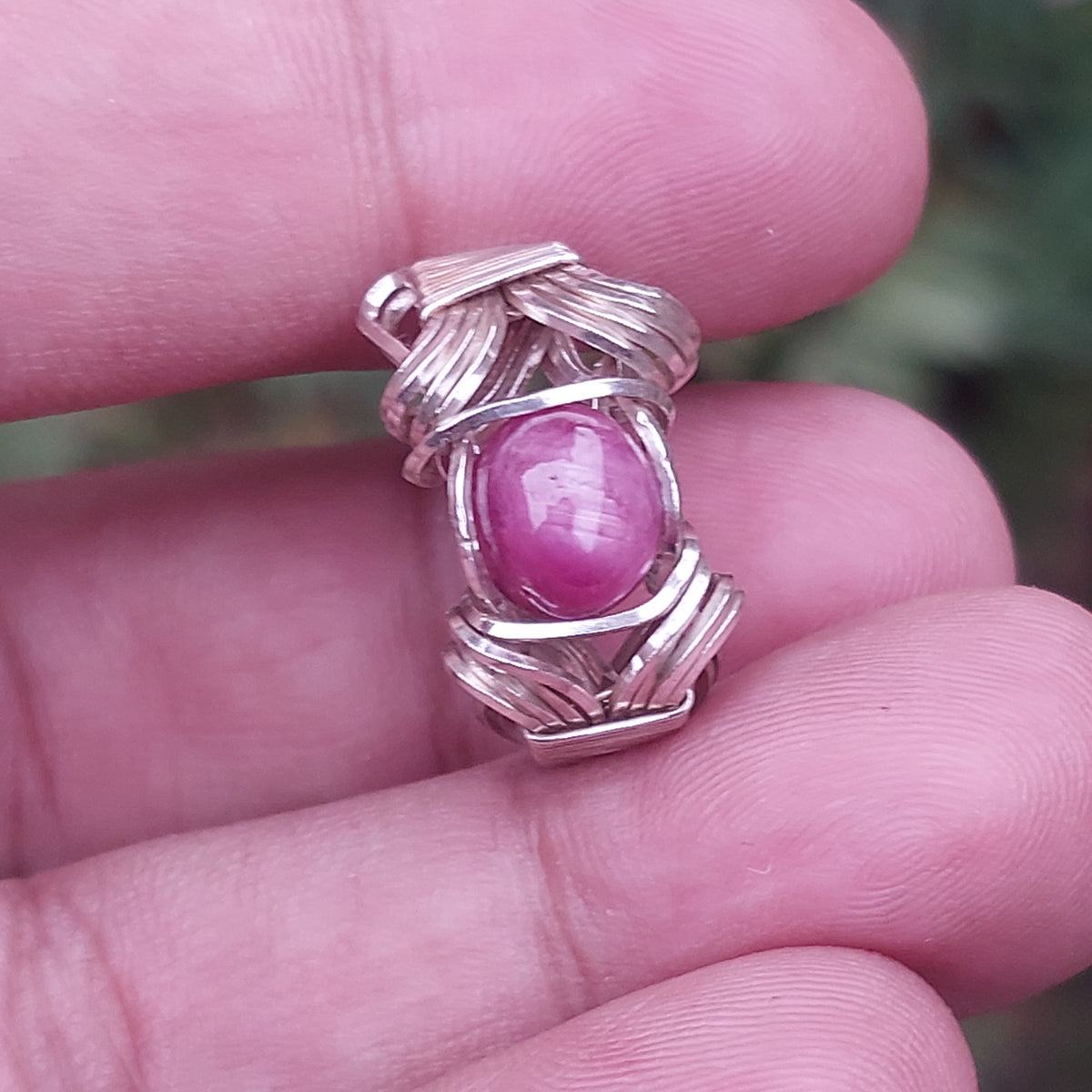 natural star ruby gemstone wire wrapped 925 sterling silver ring