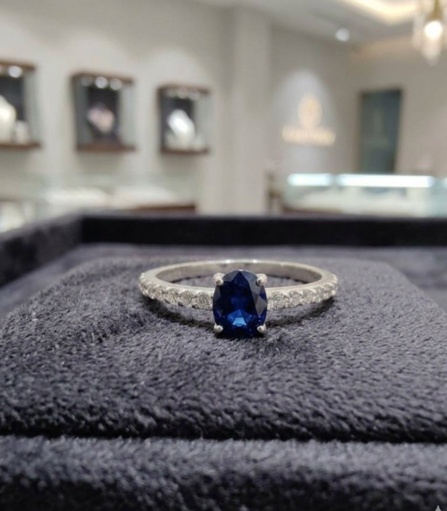 Genuine Sapphire (Neelam) Ring – 1 Carat | 925 Sterling Silver | Certified