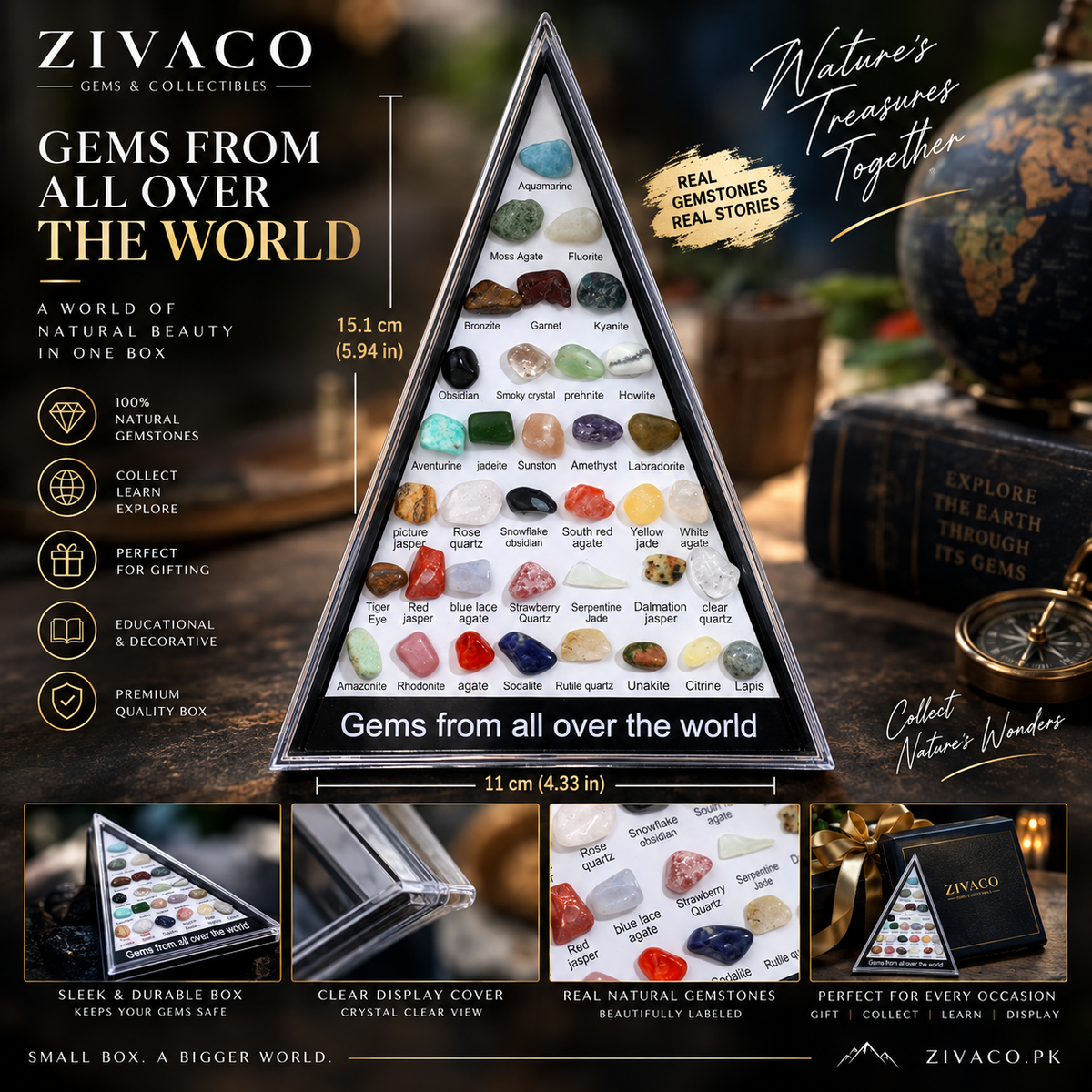 Gemstone Display Box | Genuine Natural Gemstones Collection
