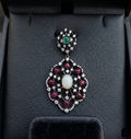 Natural Gemstone Pendant – Emerald, Ruby & Moonstone | 925 Sterling Silver